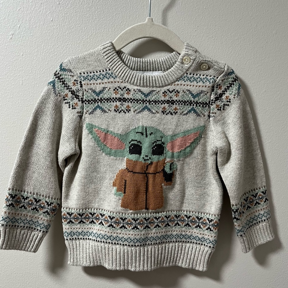 Baby Gap. Star Wars. Grogu gender neutral, 100% cotton sweater. 18-24 months.